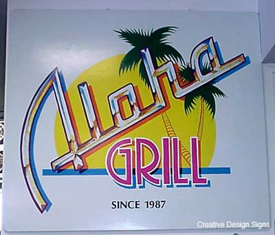 Aloha Grill - Hand painted half-inch MDO plywood.