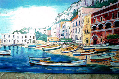Sals restaurant - Hand painted mural of the Island of Capri (Capri by Capri)