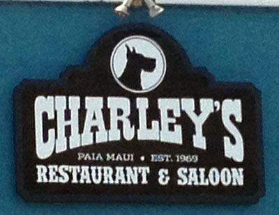 Charley's - Sand carved redwood sign. Wall mounted.