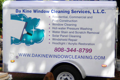 Da Kine Window Washing - Applied vinyl design.