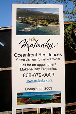 Maluaka - Real estate site sign with digital print and vinyl graphics mounted onto primed and painted MDO plywood.