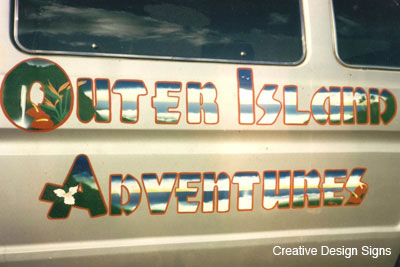 Outer Island Adventures Van - Hand painted design.