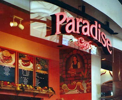 Paradise Cafe - Hand painted mural.