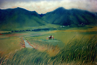 Sals Restaurant - Detail of hand painted mural (Cane Fields).